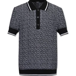 Balmain Monogram Short-Sleeve Polo Shirt