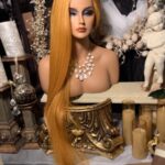 WOW!! 30” EXTRA LONG, GOLDEN ORANGE, LACE FRONT W/PART, EAR TO EAR LACE, WIG